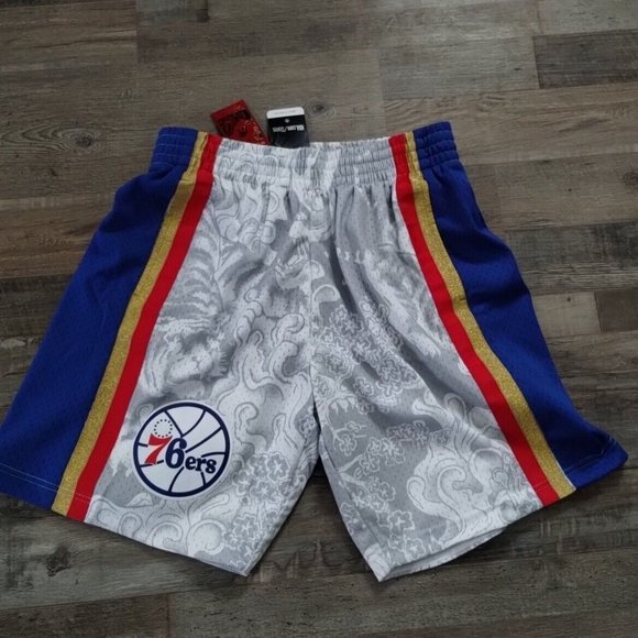 Mitchell and Ness NBA 76ers Sixers Swingman Basketball Shorts Asian NYC … - Picture 1 of 6